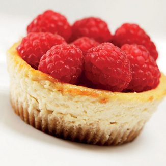 A raspberry cupcake cheesecake